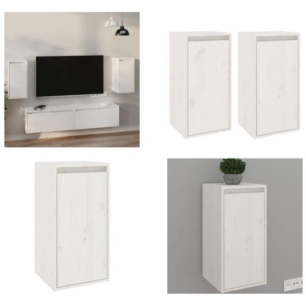 Vidaxl Armadi A Muro 2 Pz. Bianco 30X30X60 Cm Pino Massiccio - Armadio A Muro - Armadi A Muro - Armadio A Muro In Legno - Armadio A Muro-image
