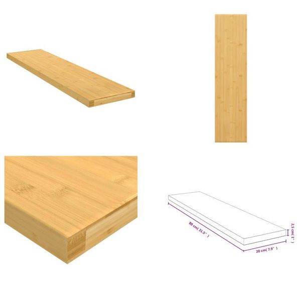 Vidaxl Scaffale A Muro 80X20X2,5 Cm In Bambù - Scaffale A Muro - Scaffale A Muro - Scaffale Portaoggetti - Scaffale Galleggiante-image