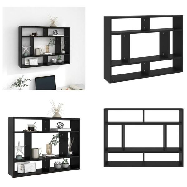 Vidaxl Mensola A Muro Nera 75X16X55 Cm Materiale A Base Di Legno - Mensola A Muro - Mensola A Muro - Mensola A Muro - Mensole A Muro-image