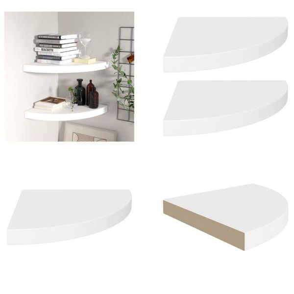 Vidaxl Mensole Galleggianti Ad Angolo 2 Pz. Bianco 35X35X3,8 Cm Mdf - Mensola A Muro - Mensole A Muro - Mensola A Muro Galleggiante - Mensola A Muro Galleggiante-image