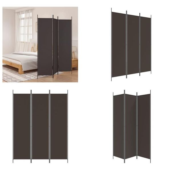 Vidaxl Paravento 3 Pezzi Marrone 150X200 Cm Tessuto - Divisorio Per Ambienti - Parete Divisoria-image