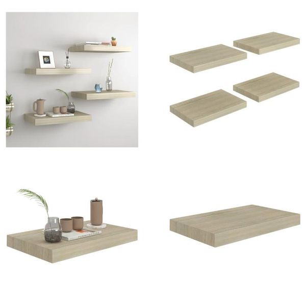 Vidaxl Mensole Da Parete Galleggianti 4 Pz. Mdf Color Rovere 40X23X3,8Cm - Mensola A Muro - Mensole A Muro - Mensola A Muro Galleggiante - Mensole A Muro Galleggianti-image