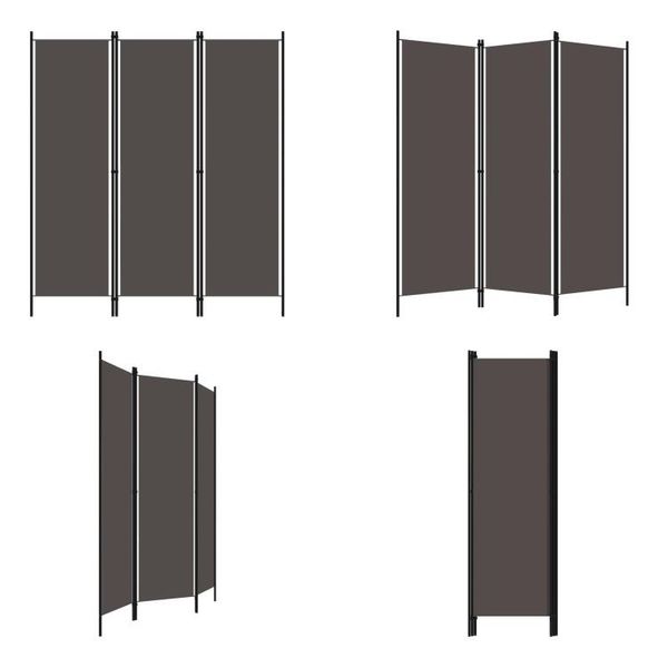 Vidaxl Divisorio 3 Pezzi Antracite 150X180 Cm - Divisorio Per Ambienti - Divisorio Per Ambienti - Divisorio Per Ambienti Pieghevole - Divisorio Per Ambienti Pieghevole-image