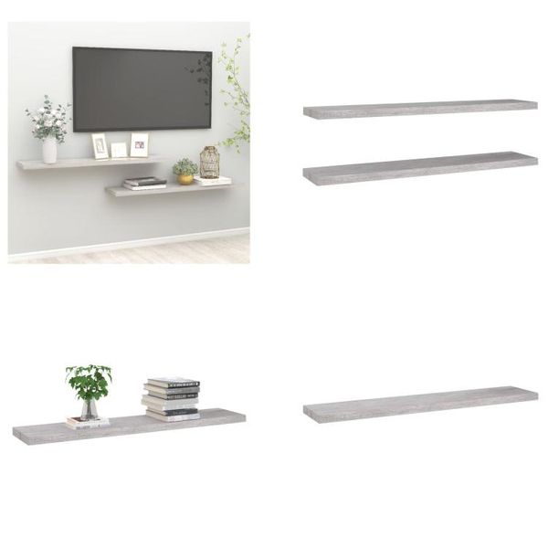 Vidaxl Mensole Galleggianti 2 Pz. Grigio Cemento 120X23,5X3,8 Cm Mdf - Mensola A Muro - Mensole A Muro - Mensola A Muro Galleggiante - Mensola A Muro Galleggiante-image