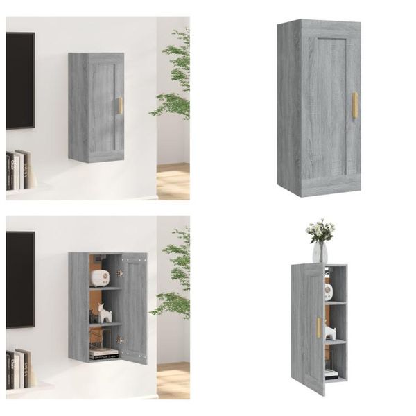 Vidaxl Armadio A Muro Grigio Sonoma 35X34X90 Cm Materiale A Base Di Legno - Armadio A Muro - Armadi A Muro - Mensola A Muro - Armadio Portaoggetti-image