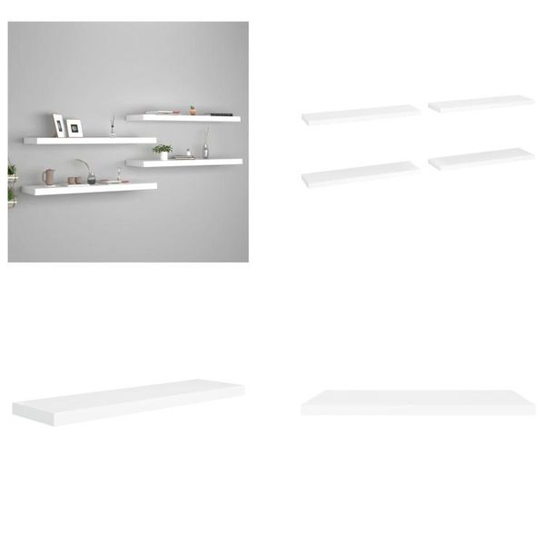 Vidaxl Mensole Galleggianti 4 Pz. Bianco 90X23,5X3,8 Cm Mdf - Mensola A Muro - Mensole A Muro - Mensola A Muro Galleggiante - Mensola A Muro Galleggiante-image