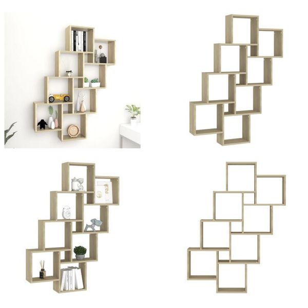 Vidaxl Scaffale A Cubo In Rovere Sonoma 90X15X119 Cm Materiale A Base Di Legno - Scaffale A Parete - Scaffale A Parete - Scaffale A Parete - Scaffali A Parete-image