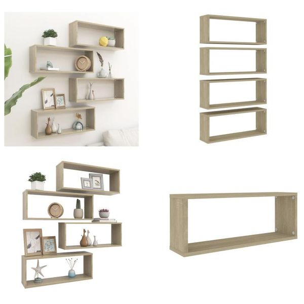 Vidaxl Mensole A Cubo 4 Pezzi Rovere Sonoma 60X15X23 Cm Materiale A Base Di Legno - Mensola Da Parete - Mensole Da Parete - Mensole Da Parete - Mensole Da Parete-image