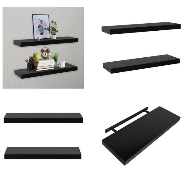 Vidaxl Mensole Per Saldatura 2 Pezzi Nero 60 X 20 X 3,8 Cm - Mensola A Muro - Mensole A Muro - Mensole A Muro-image