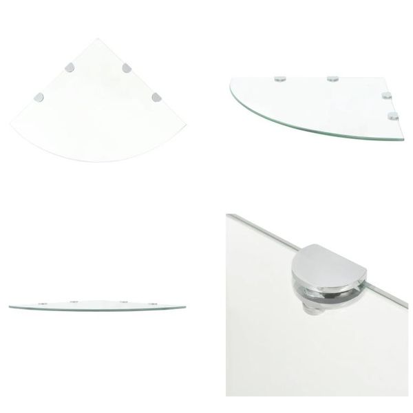 Vidaxl Mensola Ad Angolo Con Staffe Cromate In Vetro Trasparente 45 X 45 Cm - Mensola Ad Angolo - Mensola Ad Angolo - Mensola Ad Angolo - Mensole Ad Angolo-image