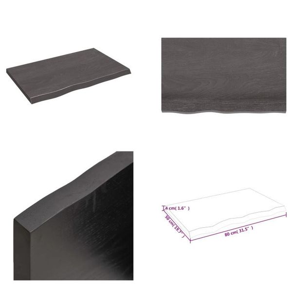 Vidaxl Scaffale A Muro Marrone Scuro 80X50X(2 4) Cm In Legno Massiccio Trattato Con Rovere - Scaffale A Muro - Scaffale A Muro - Scaffale Portaoggetti - Scaffale Galleggiante-image