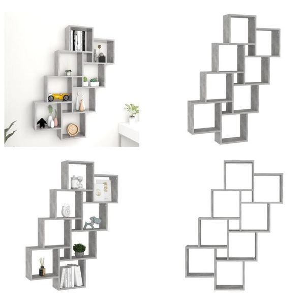 Vidaxl Scaffale A Cubo In Cemento Grigio 90X15X119 Cm Materiale A Base Di Legno - Scaffale A Parete - Scaffale A Parete - Scaffale A Parete - Scaffale A Parete-image