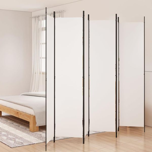 The Living Store 6 Pz. Paravento Bianco 300X220 Cm-image