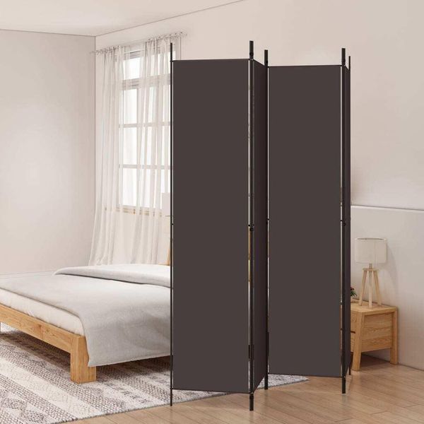 Vidaxl Paravento 4 Pezzi Marrone 200X220 Cm Tessuto - Divisorio Per Ambienti - Parete Divisoria-image