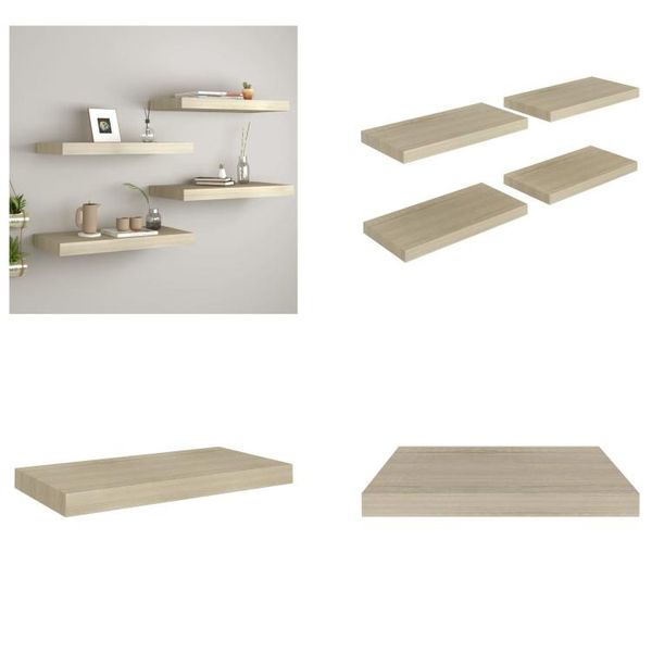 Vidaxl Mensole Galleggianti A Parete 4 Pz. Mdf Color Rovere 50X23X3,8Cm - Mensola A Muro - Mensole A Muro Galleggianti - Mensole A Muro Galleggianti-image