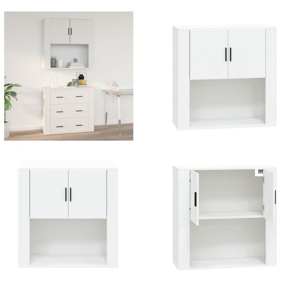 Vidaxl Armadio A Muro Bianco 80X33X80 Cm Materiale Legno - Armadio A Muro - Armadio A Muro - Armadio A Muro - Armadio Galleggiante-image