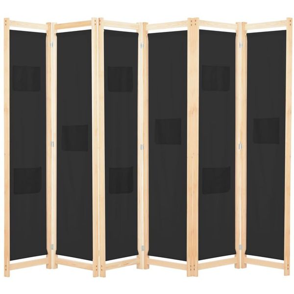 The Living Store Divisorio 6 Pezzi Nero 240 X 170 X 4 Cm Tessuto-image