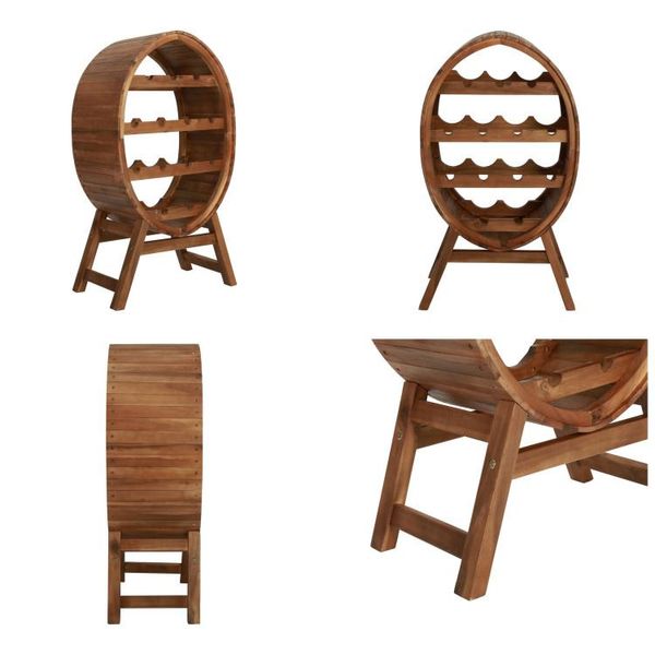 Vidaxl Portabottiglie 13 Bottiglie In Legno Massiccio D'acacia - Portabottiglie - Portabottiglie Per Vino - Armadio Per Vino-image