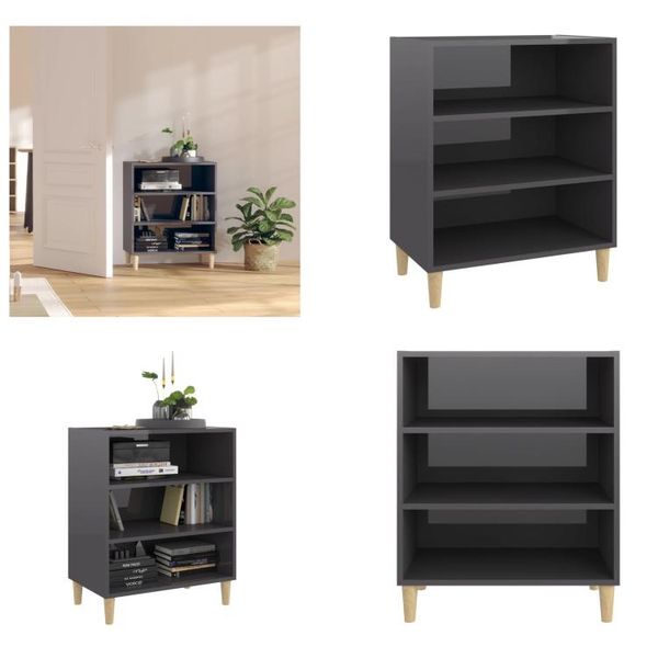 Vidaxl Credenza Grigio Lucido 57X35X70 Cm In Legno - Credenza - Credenze - Libreria - Librerie-image
