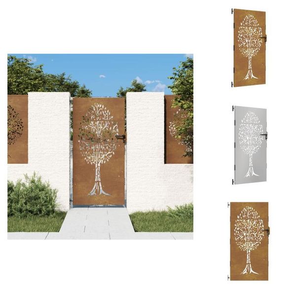 Vidaxl Cancello Da Giardino 85X200 Cm In Acciaio Corten A Forma Di Albero - Cancelli Da Giardino-image