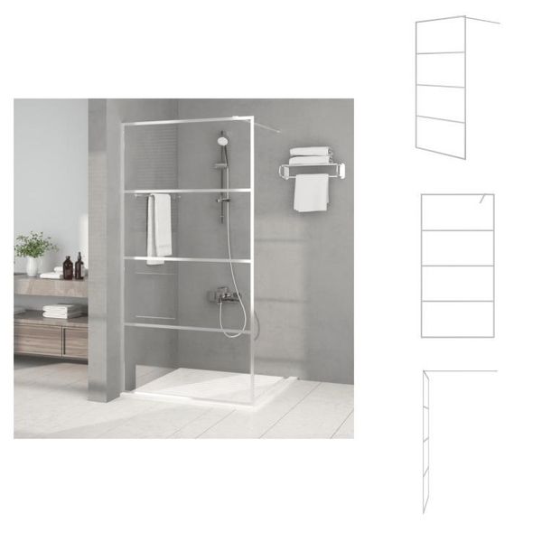 Vidaxl Schermo Doccia Per Cabina Doccia Argento 100X195 Cm Esg Vetro Chiaro - Schermi Doccia-image