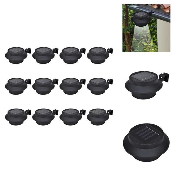 Vidaxl Luci Solari Da Esterno Per Recinzione 12 Pz. Led Nero - Illuminazione Esterna-image