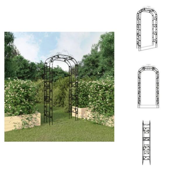 Vidaxl Arco Da Giardino Nero 116X45X240 Cm In Acciaio - Archi Di Rose, Tralicci E Pergole-image
