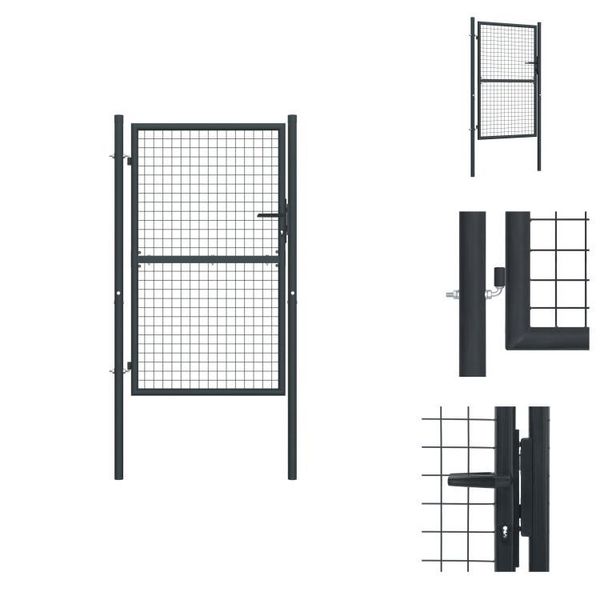Vidaxl Cancello Da Giardino A Rete In Acciaio Zincato 100 X 200 Cm Grigio - Cancelli Da Giardino-image