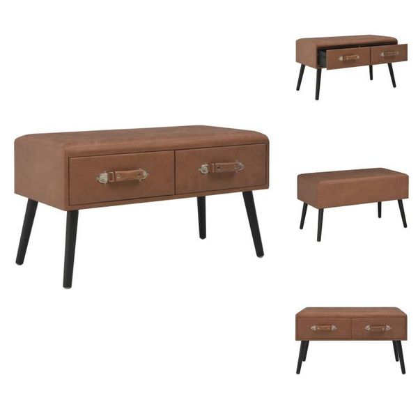 Vidaxl Panca Con Cassetti 80 Cm In Pelle Finta Marrone Scuro - Panche Per Sala E Cassapanca-image