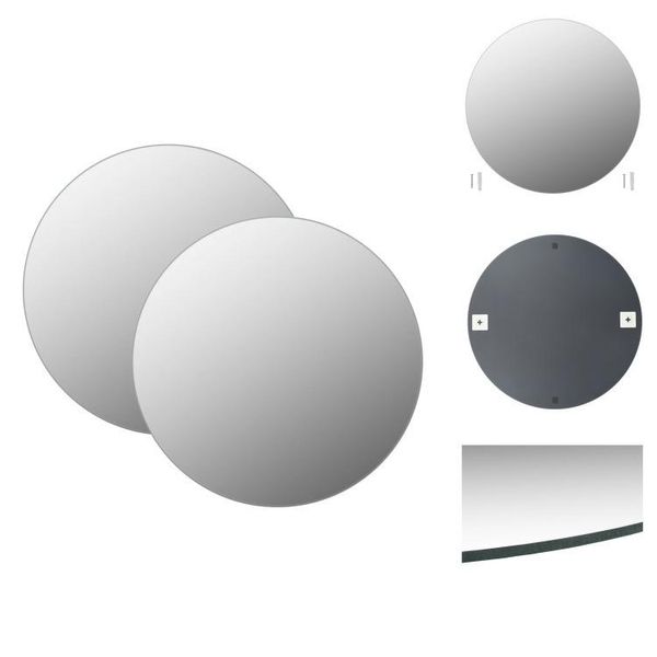 Vidaxl Specchio Da Parete 2 Pezzi 50 Cm Vetro Rotondo - Specchio-image