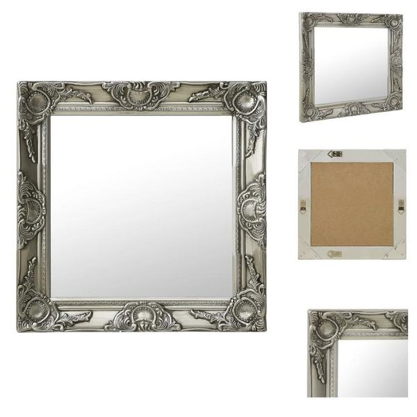 Vidaxl Specchio Da Parete In Stile Barocco 50X50 Cm Argento - Specchio-image