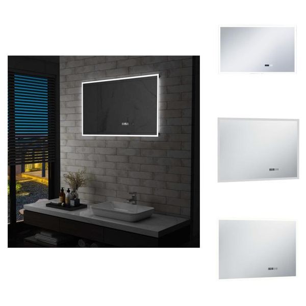 Vidaxl Specchio Da Bagno A Led Con Sensore Tattile E Display Orario 100X60 Cm - Specchio-image