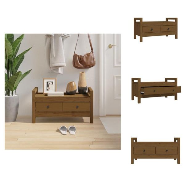 Vidaxl Panca Da Corridoio Marrone Miele 80X40X43 Cm In Legno Di Pino Massiccio - Panche Da Corridoio E Cassapanca-image