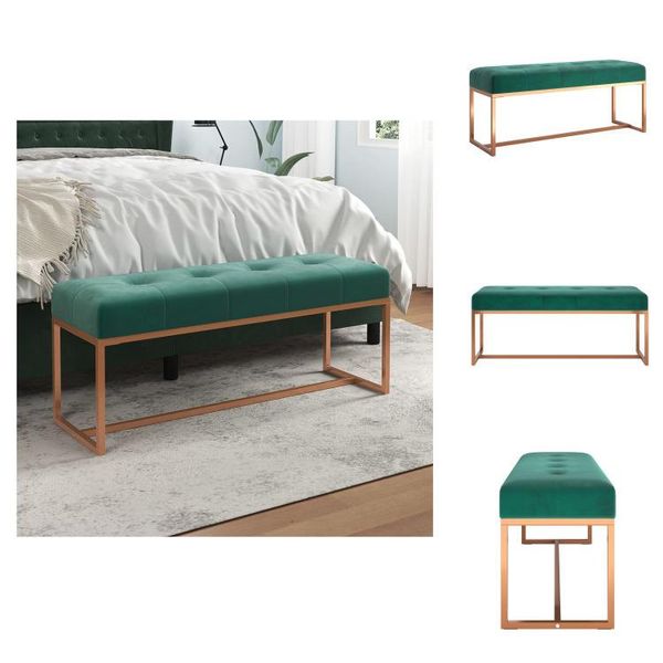 Vidaxl Panca Verde Scuro 110X36X45 Cm In Velluto - Panche Da Sala E Da Petto-image