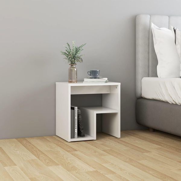 Maison Exclusive - Comodino Bianco Lucido 40X30X40 Cm Materiale Ligneo-image