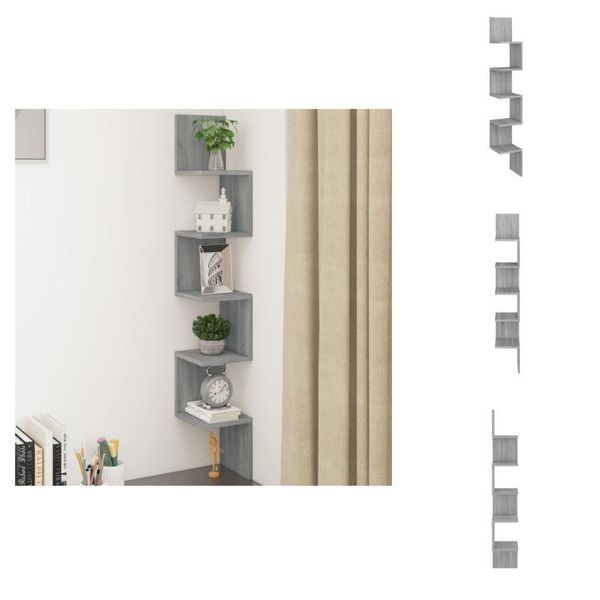 Vidaxl Scaffale Angolare A Muro Grigio Sonoma 20X20X127,5 Cm In Legno - Scaffali A Muro-image