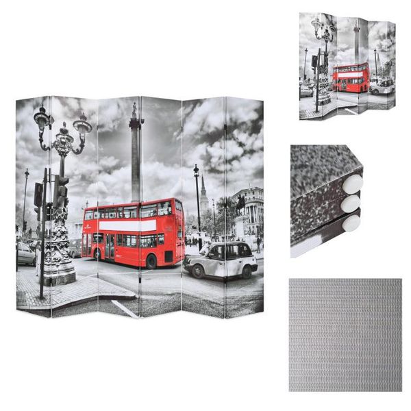 Vidaxl Divisorio Pieghevole 228 X 170 Cm London Bus Bianco E Nero - Divisorio Per Ambienti-image