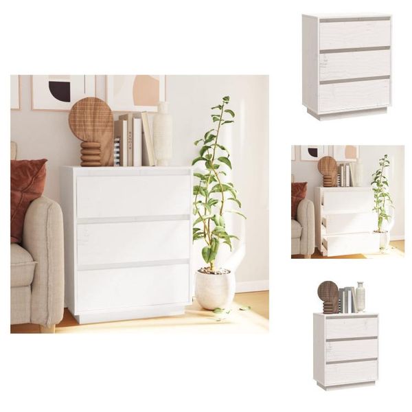 Vidaxl Credenza Bianca 60X34X75 Cm In Pino Massiccio - Credenze-image