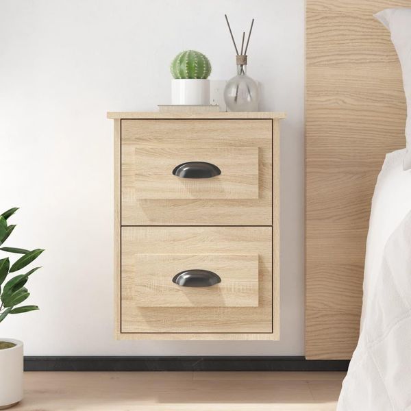 The Living Store Comodino A Parete Rovere Sonoma 41,5X36X53 Cm-image