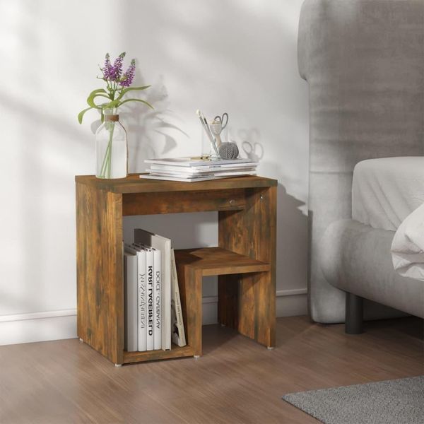 Vidaxl Comodino Rovere Fumé 40X30X40 Cm Materiale A Base Di Legno-image