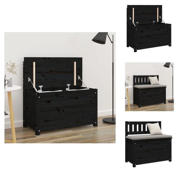 Vidaxl Panca Nera 80X41X77 Cm In Legno Di Pino Massiccio - Panche-image