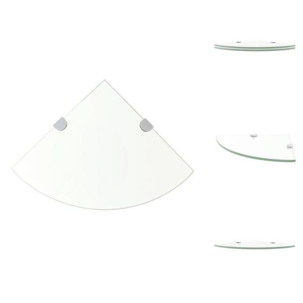 Vidaxl Mensole Angolari 2 Pezzi Con Staffe Cromate In Vetro Trasparente - Mensole Da Parete-image