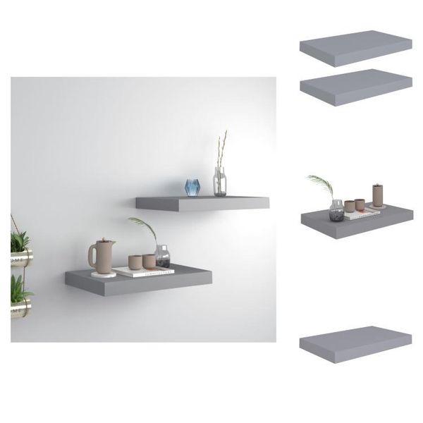 Vidaxl Mensole Da Parete Galleggianti 2 Pz. Grigio 40X23X3,8Cm Mdf - Mensole Da Parete-image