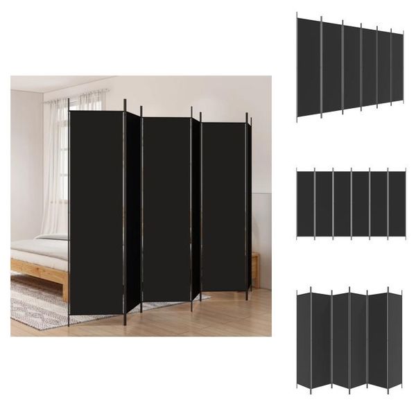Vidaxl Schermo Pieghevole 6 Pezzi Nero 300X200 Cm Tessuto - Divisorio Per Ambienti-image