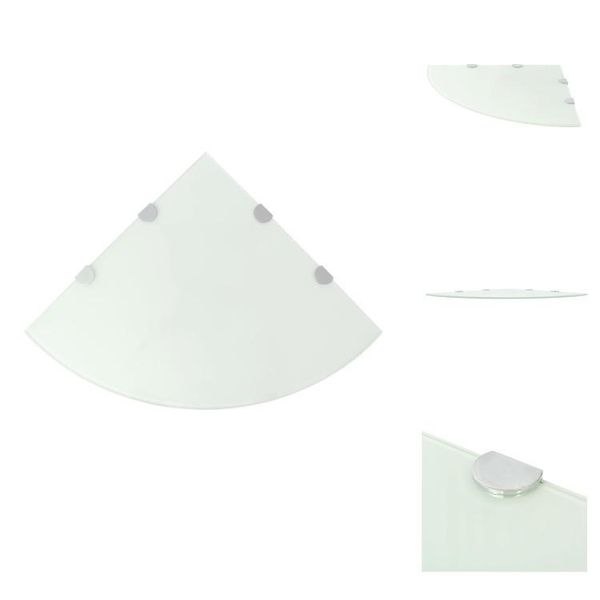 Vidaxl Mensola Ad Angolo Con Staffe Cromate In Vetro Bianco 45 X 45 Cm - Mensole A Muro-image
