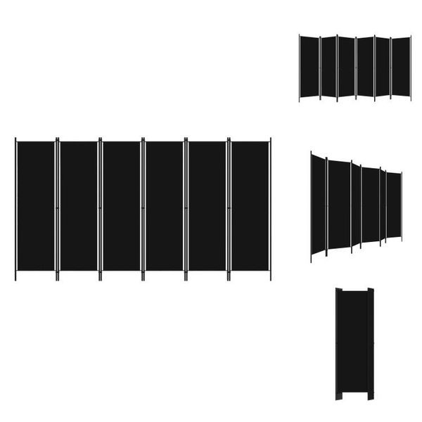 Vidaxl 6 Pezzi Divisorio Nero 300X180 Cm - Divisori Per Ambienti-image
