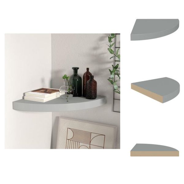 Vidaxl Mensola Galleggiante Angolare Grigia 35X35X3,8 Cm Mdf - Mensole A Muro-image