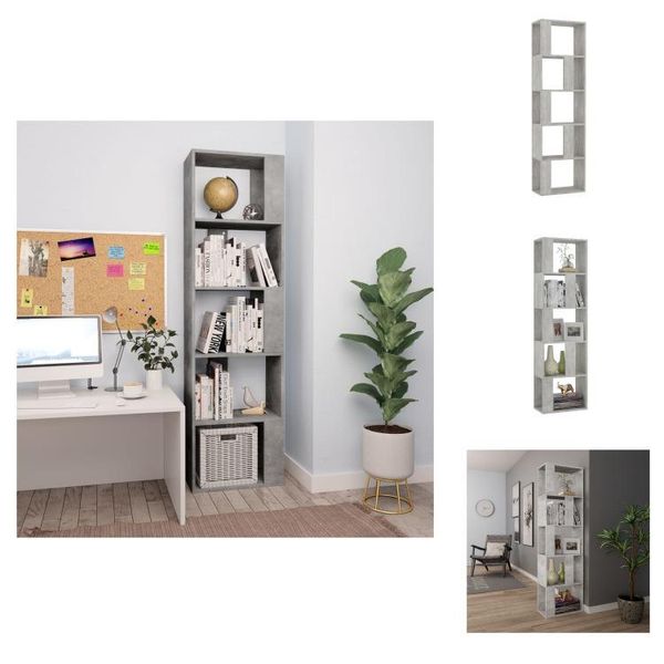 Vidaxl Libreria/Divisorio Per Camera Grigio Cemento 45X24X159 Cm Materiale A Base Di Legno - Librerie E Librerie-image