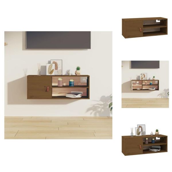 Vidaxl Armadio A Muro Marrone Miele 80X30X30 Cm In Legno Di Pino Massiccio - Mensole A Muro-image