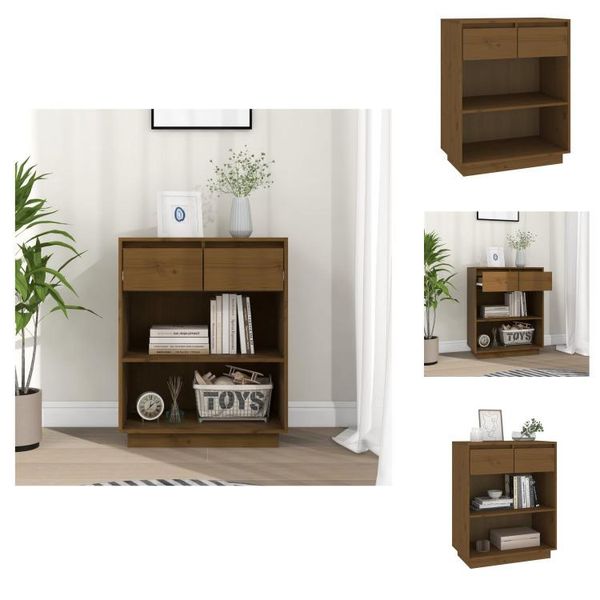 Vidaxl Credenza Marrone Miele 60X34X75 Cm In Legno Di Pino Massiccio - Credenze-image